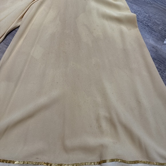 Vintage 70s Palazzo Jumpsuit Velvet Bodice Gold Trim Wide Leg Disco Boho Glam - Picture 16 of 16